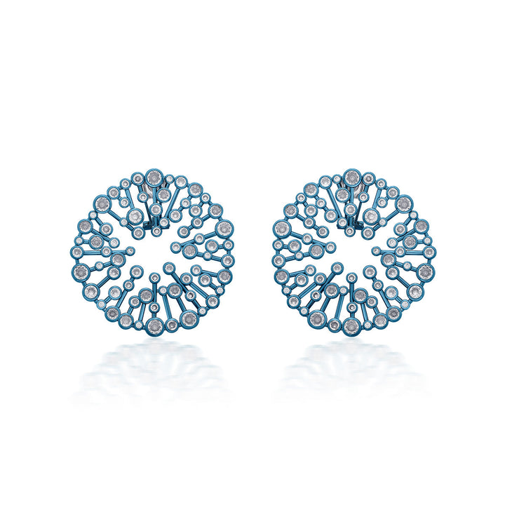 Aqua Blue Starburst Statement Earrings - Isharya | Modern Indian Jewelry