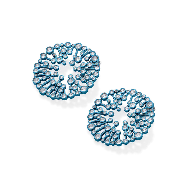 Aqua Blue Starburst Statement Earrings - Isharya | Modern Indian Jewelry