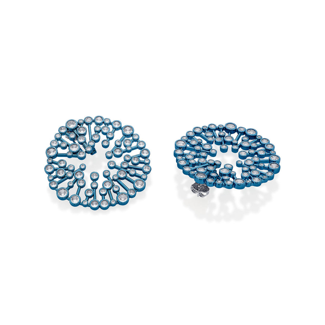 Aqua Blue Starburst Statement Earrings - Isharya | Modern Indian Jewelry