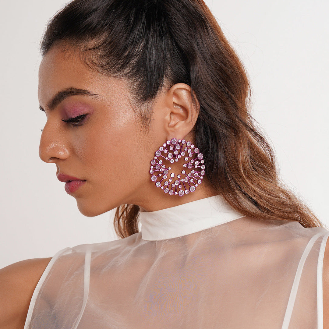 Rani Pink Starburst Statement Earrings - Isharya | Modern Indian Jewelry