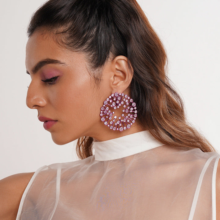 Rani Pink Starburst Statement Earrings - Isharya | Modern Indian Jewelry