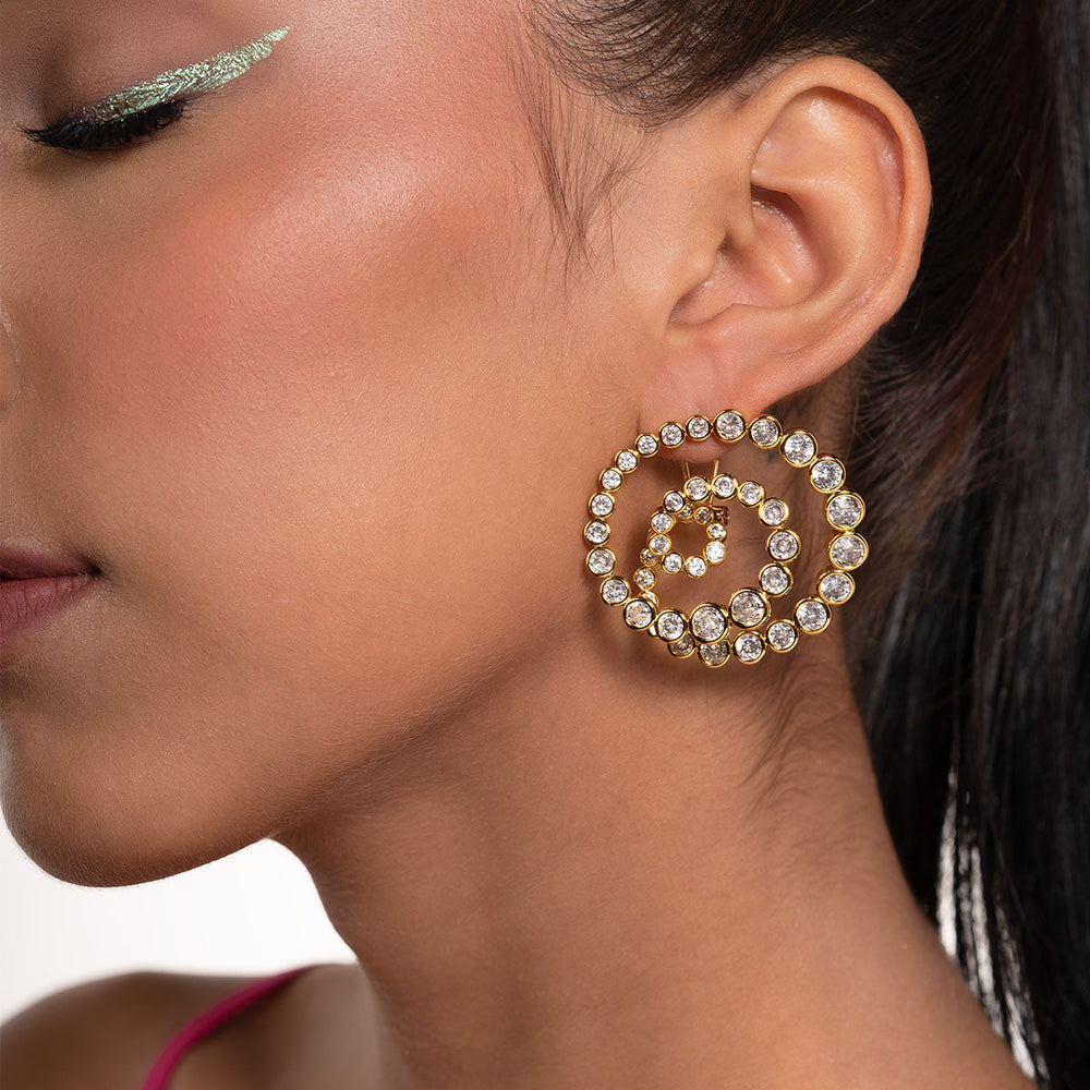 Aura Gold Statement Swirl Hoop Earrings - Isharya | Modern Indian Jewelry