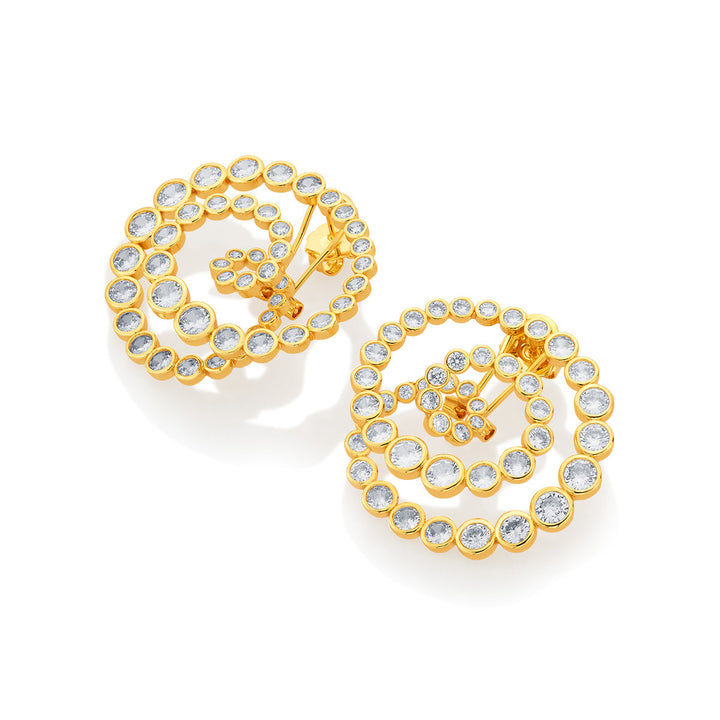 Aura Gold Statement Swirl Hoop Earrings - Isharya | Modern Indian Jewelry