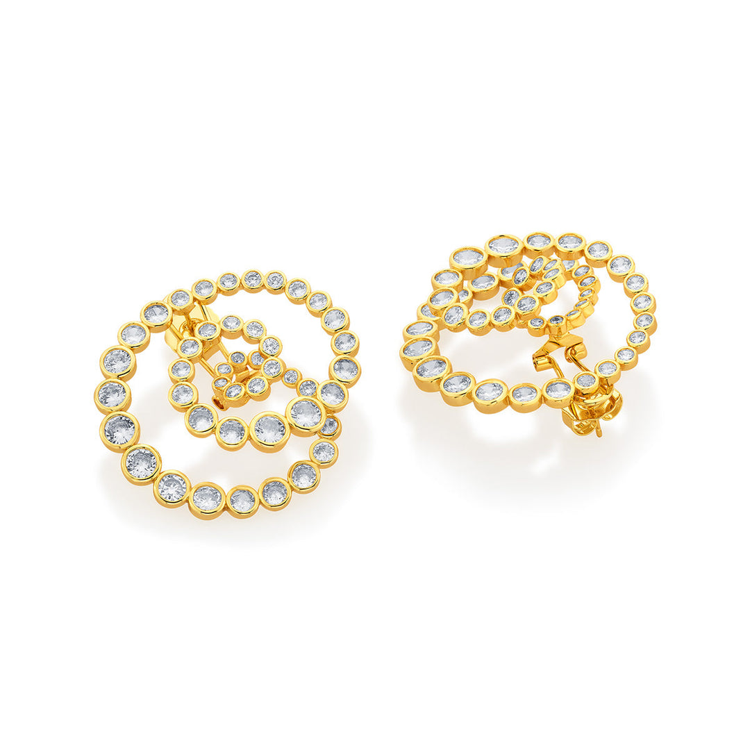 Aura Gold Statement Swirl Hoop Earrings - Isharya | Modern Indian Jewelry