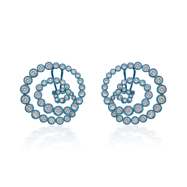 Aqua Blue Statement Swirl Hoop Earrings - Isharya | Modern Indian Jewelry