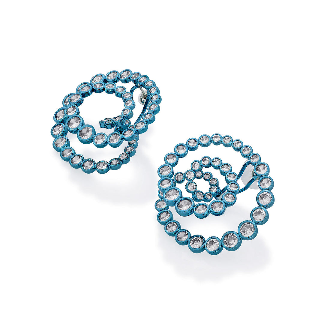 Aqua Blue Statement Swirl Hoop Earrings - Isharya | Modern Indian Jewelry
