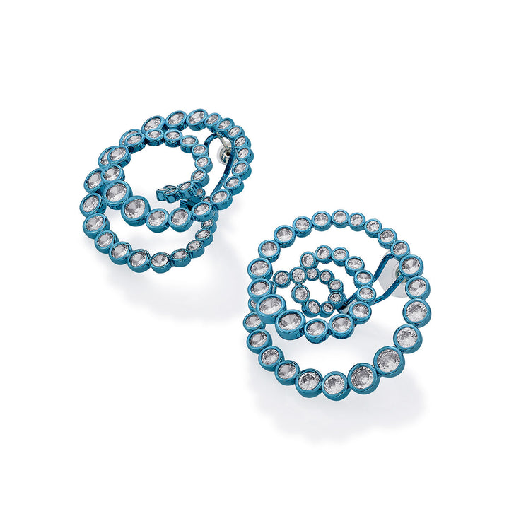Aqua Blue Statement Swirl Hoop Earrings - Isharya | Modern Indian Jewelry
