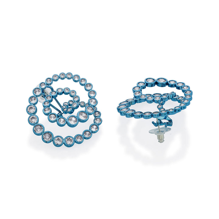 Aqua Blue Statement Swirl Hoop Earrings - Isharya | Modern Indian Jewelry
