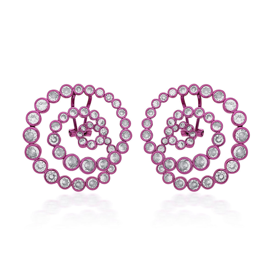 Rani Pink Statement Swirl Hoop Earrings - Isharya | Modern Indian Jewelry