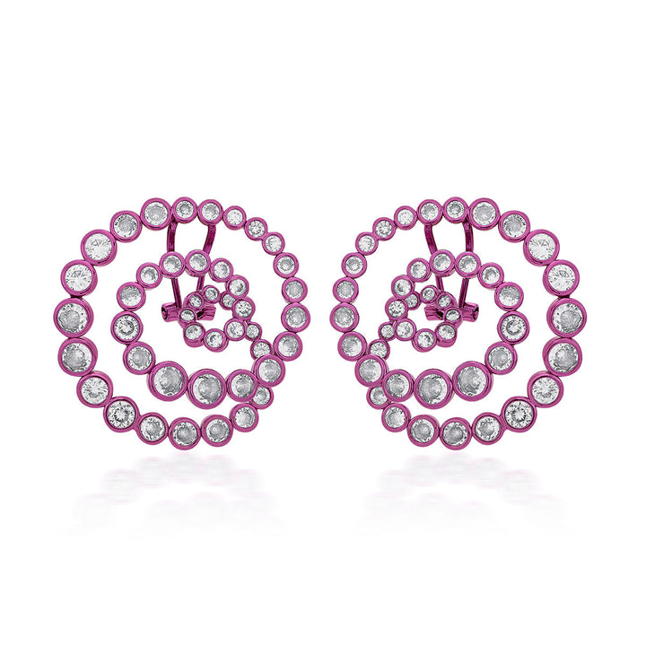 Rani Pink Statement Swirl Hoop Earrings - Isharya | Modern Indian Jewelry