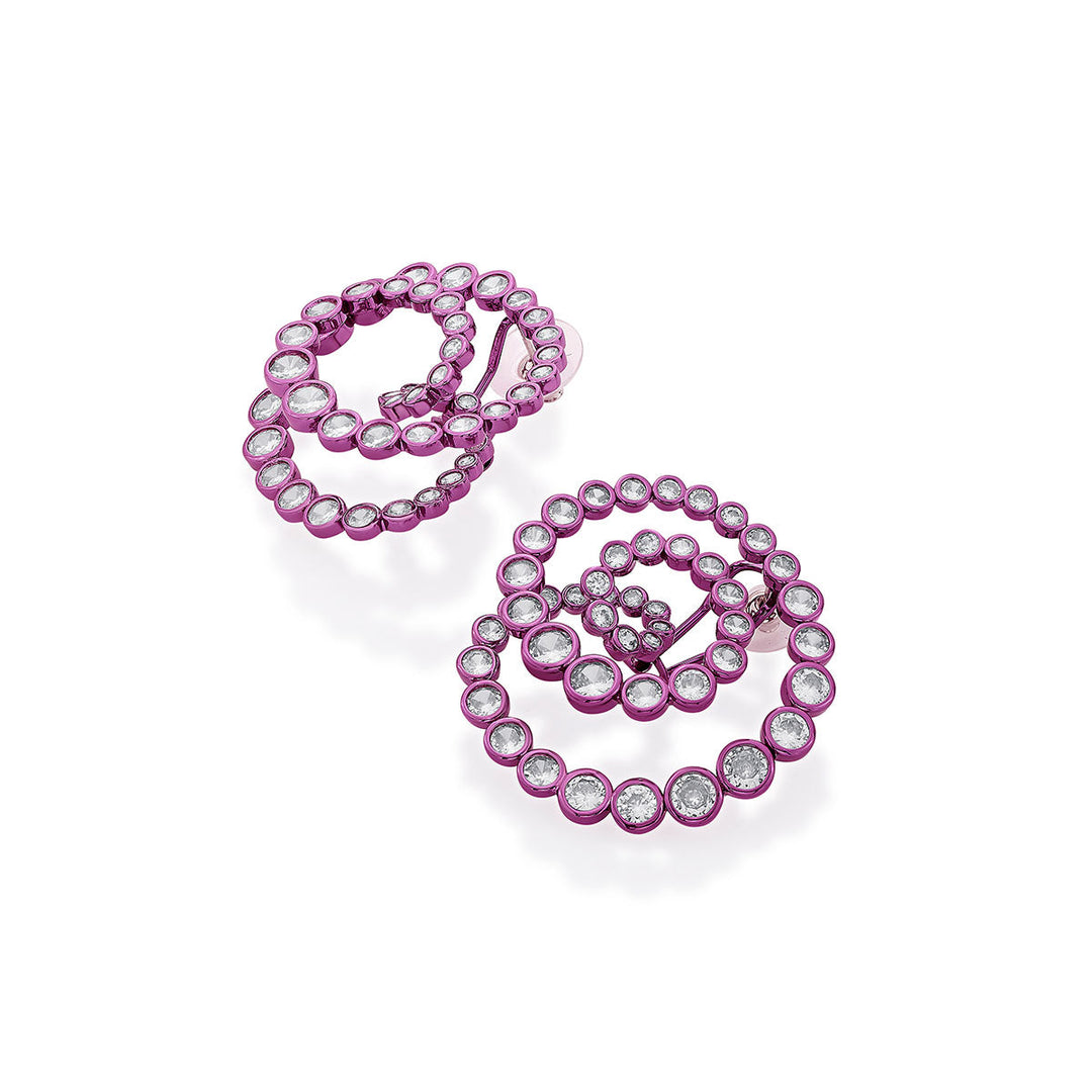Rani Pink Statement Swirl Hoop Earrings - Isharya | Modern Indian Jewelry