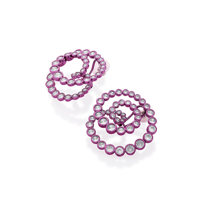 Rani Pink Statement Swirl Hoop Earrings - Isharya | Modern Indian Jewelry