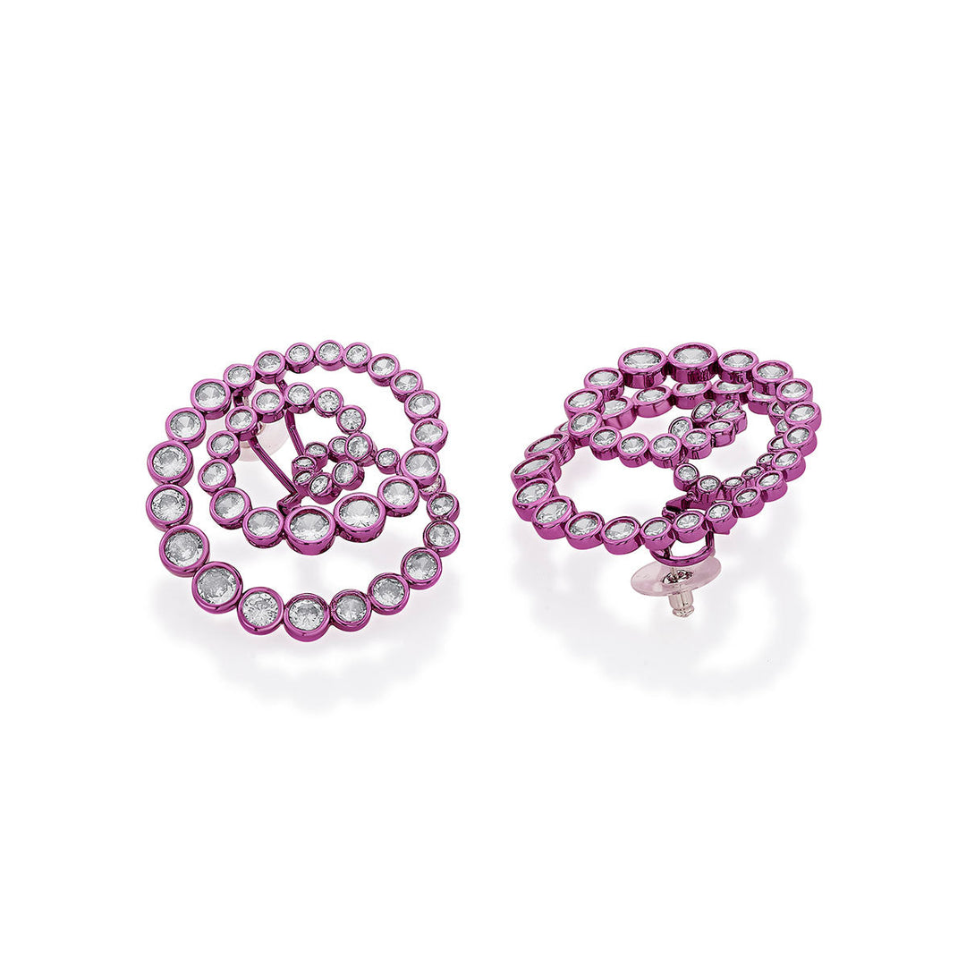 Rani Pink Statement Swirl Hoop Earrings - Isharya | Modern Indian Jewelry