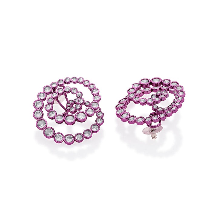 Rani Pink Statement Swirl Hoop Earrings - Isharya | Modern Indian Jewelry