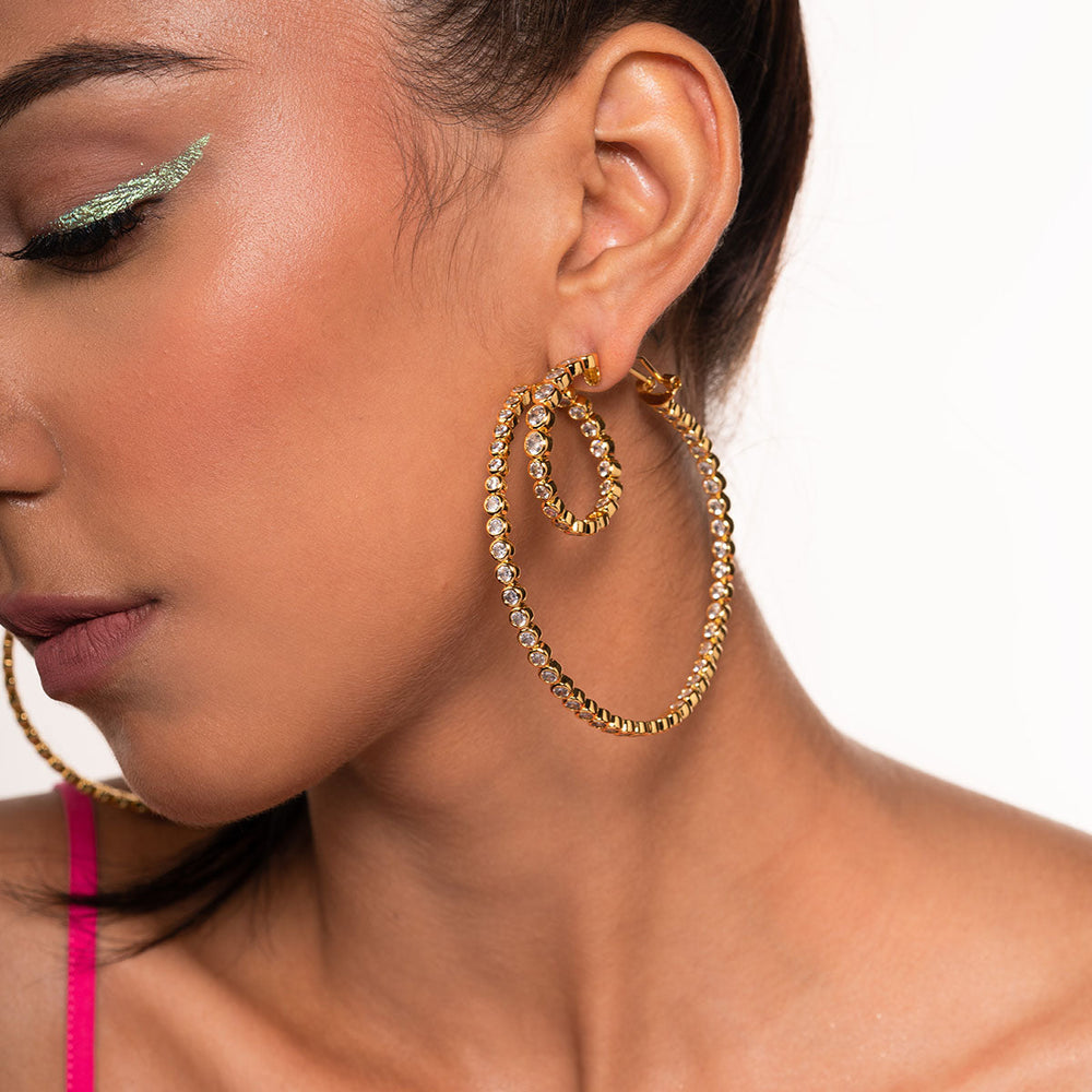 Aura Gold Swirl Hoop Earrings - Isharya | Modern Indian Jewelry