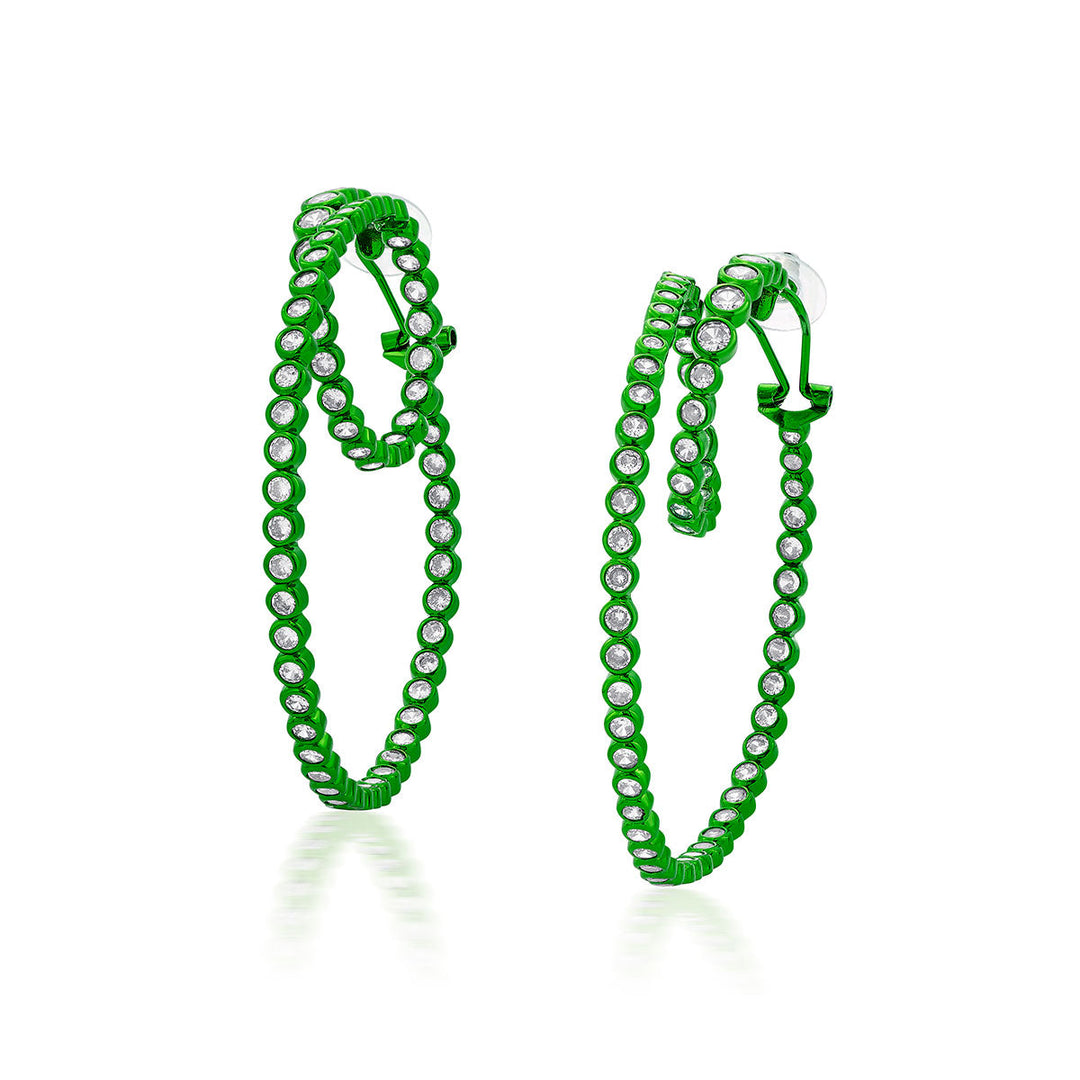 Parakeet Green Swirl Hoop Earrings - Isharya | Modern Indian Jewelry