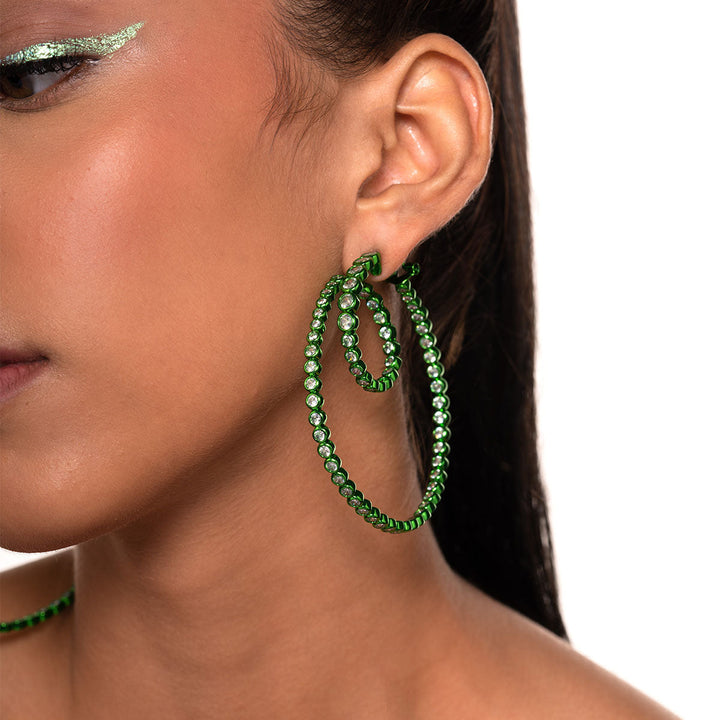 Parakeet Green Swirl Hoop Earrings - Isharya | Modern Indian Jewelry