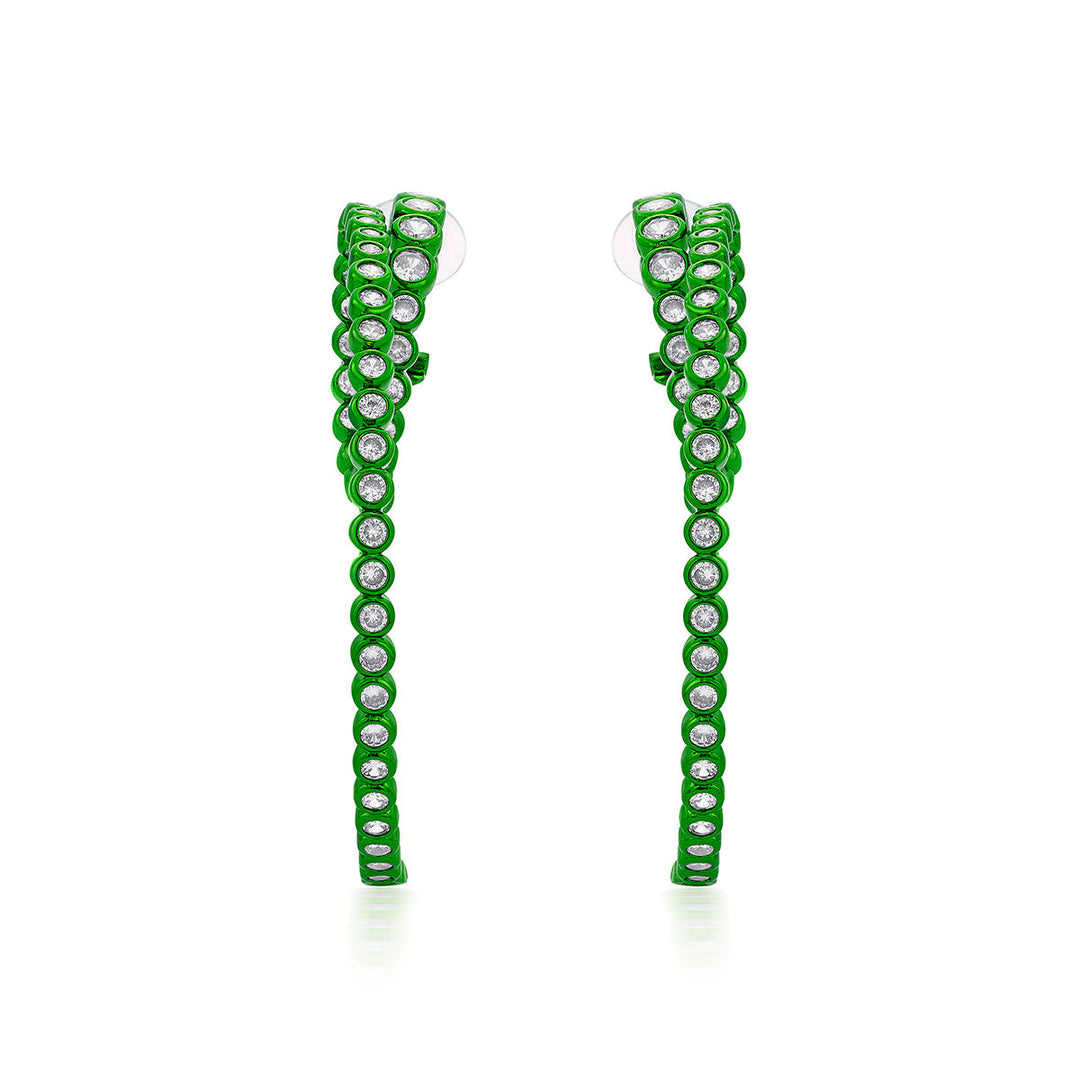 Parakeet Green Swirl Hoop Earrings - Isharya | Modern Indian Jewelry