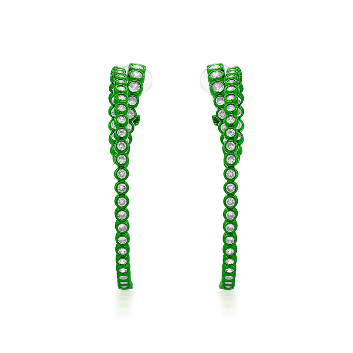 Parakeet Green Swirl Hoop Earrings - Isharya | Modern Indian Jewelry