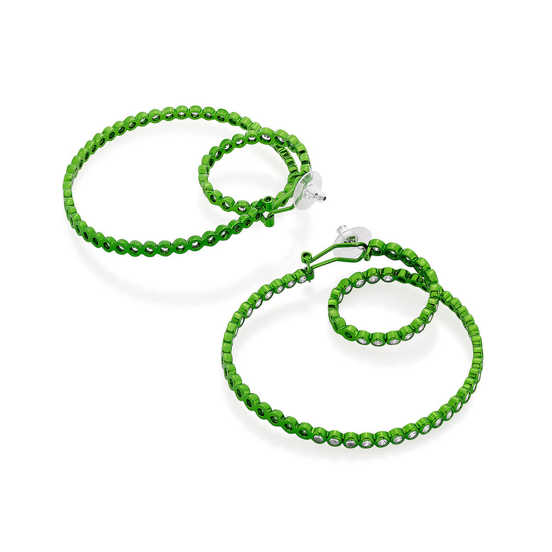 Parakeet Green Swirl Hoop Earrings - Isharya | Modern Indian Jewelry