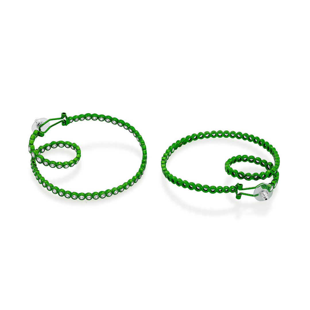 Parakeet Green Swirl Hoop Earrings - Isharya | Modern Indian Jewelry