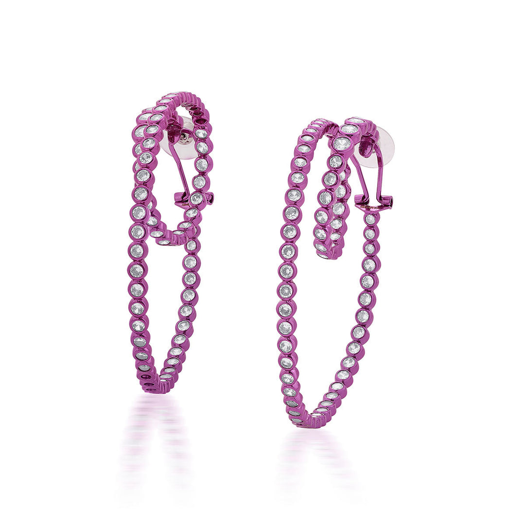 Rani Pink Swirl Hoop Earrings - Isharya | Modern Indian Jewelry