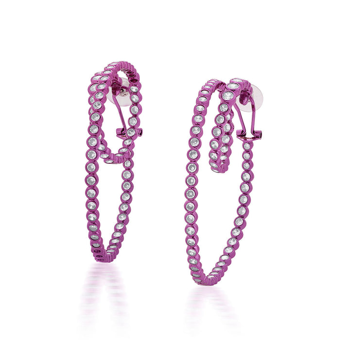 Rani Pink Swirl Hoop Earrings - Isharya | Modern Indian Jewelry