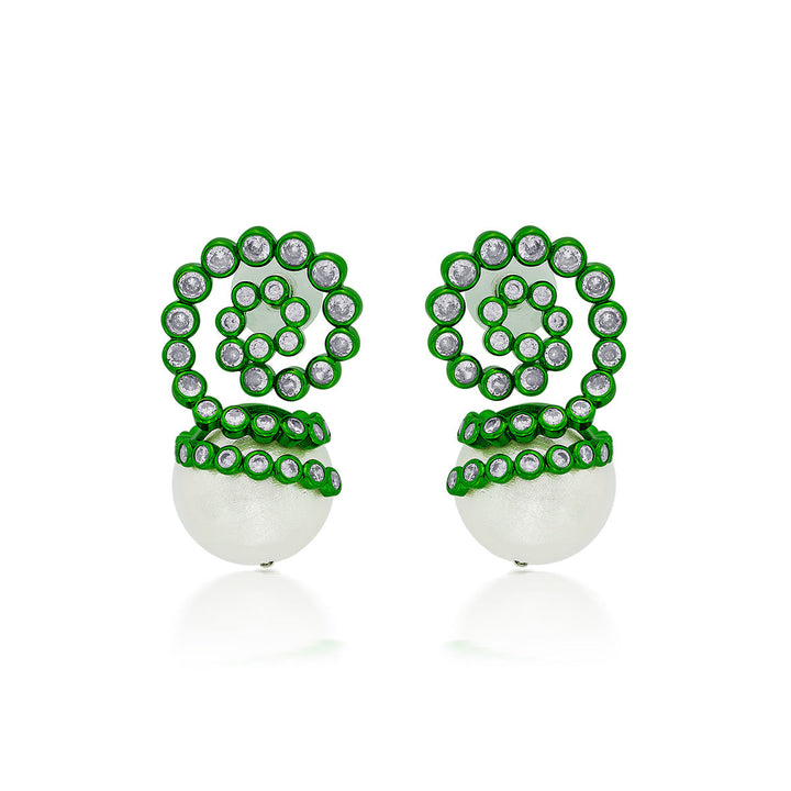 Parakeet Green Pearl Drop Earrings - Isharya | Modern Indian Jewelry