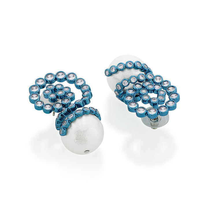 Aqua Blue Pearl Drop Earrings - Isharya | Modern Indian Jewelry