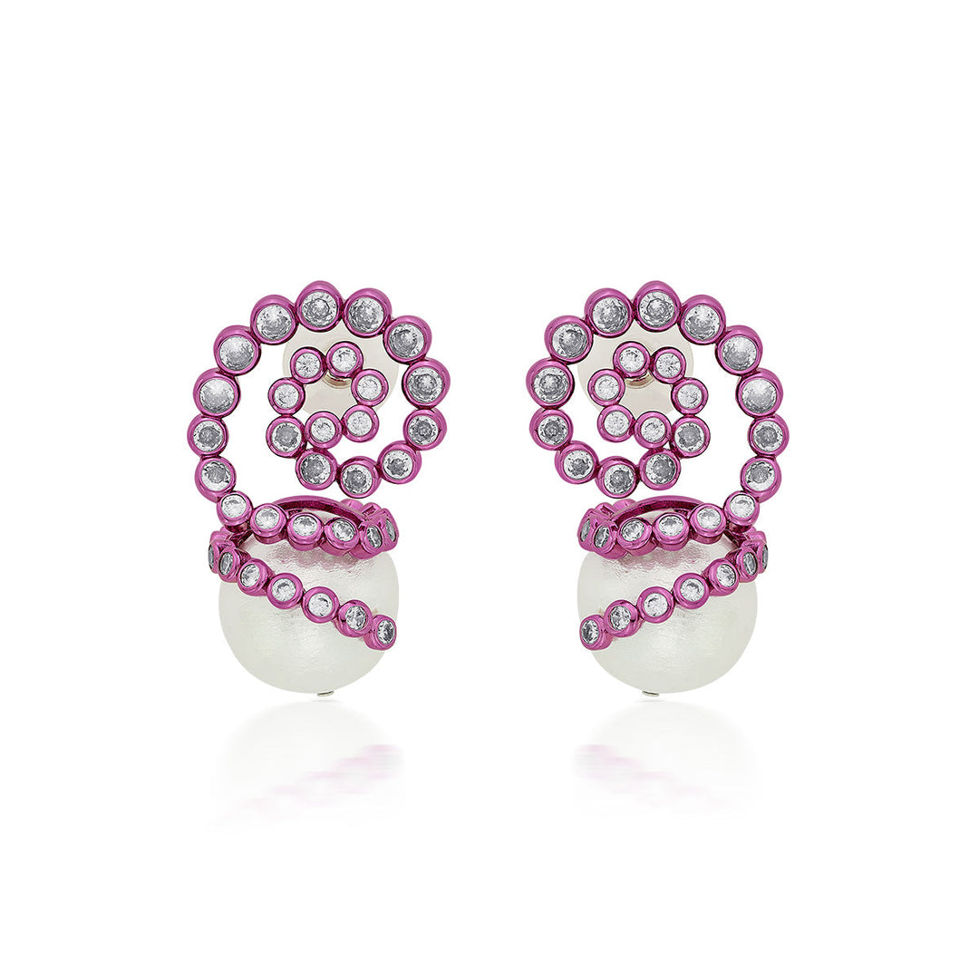 Rani Pink Pearl Drop Earrings - Isharya | Modern Indian Jewelry