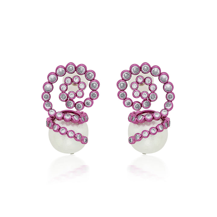 Rani Pink Pearl Drop Earrings - Isharya | Modern Indian Jewelry