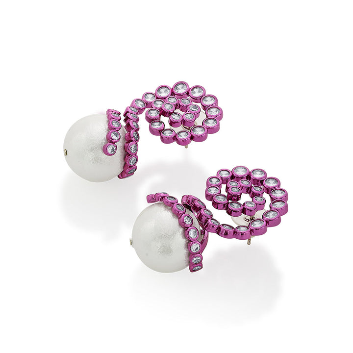 Rani Pink Pearl Drop Earrings - Isharya | Modern Indian Jewelry