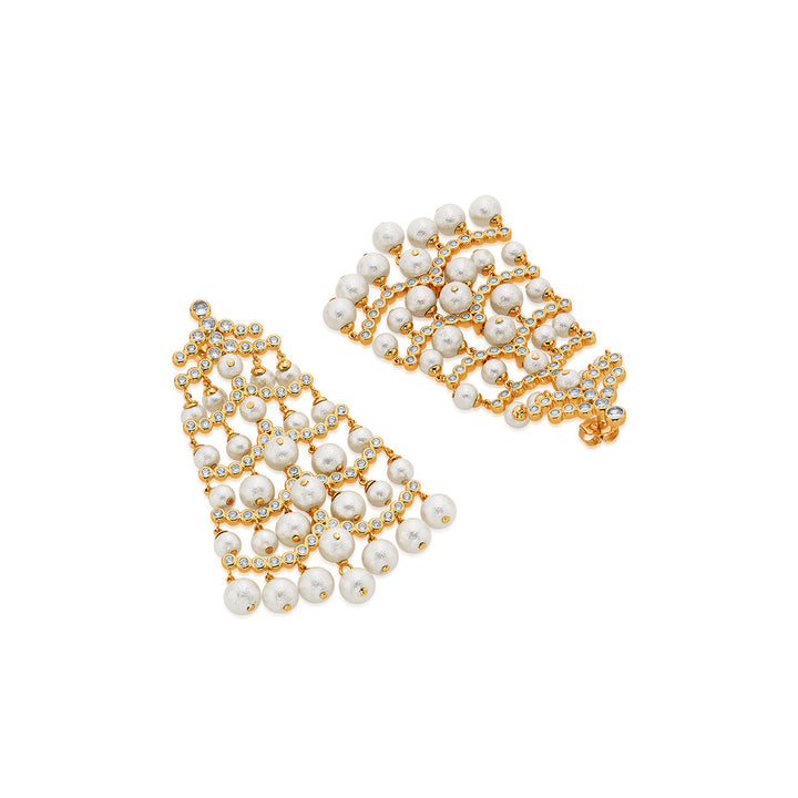 Pearl Crystal Waterfall Earrings - Isharya | Modern Indian Jewelry