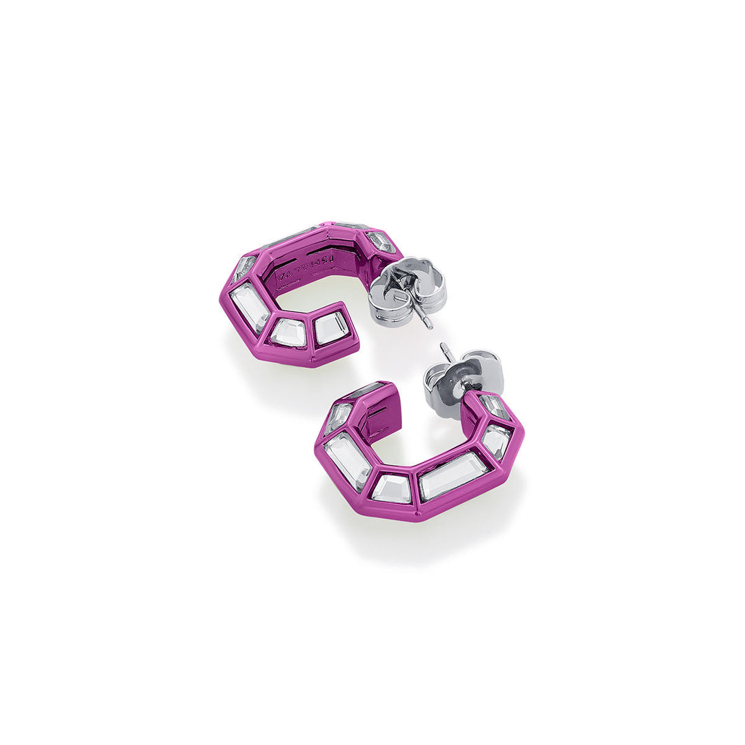 Rani Pink Mirror Huggies - Isharya | Modern Indian Jewelry