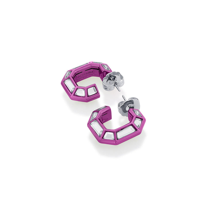 Rani Pink Mirror Huggies - Isharya | Modern Indian Jewelry