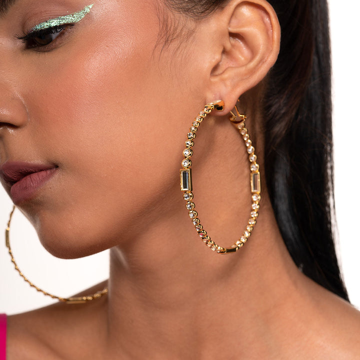 Aura Gold Oversized Hoop Earrings - Isharya | Modern Indian Jewelry