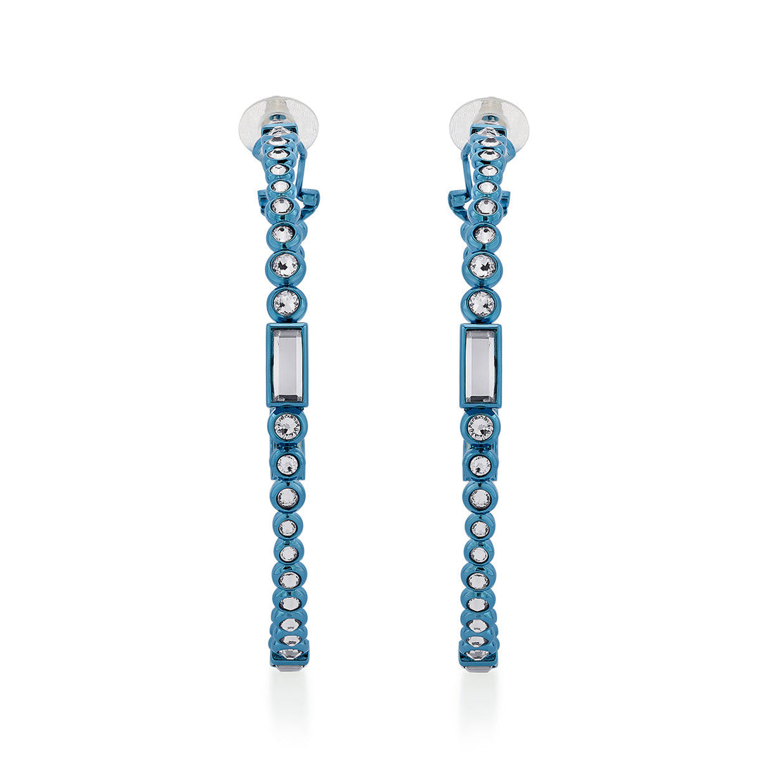Aqua Blue Oversized Hoop Earrings - Isharya | Modern Indian Jewelry