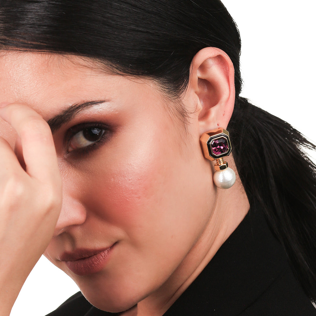 O’Keeffe Purple and Pearl Drop Earrings
