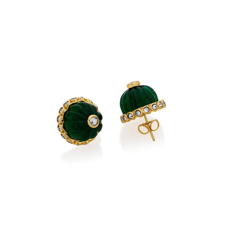 Seher CZ Pearl & Hydro Emerald Earrings - Isharya | Modern Indian Jewelry