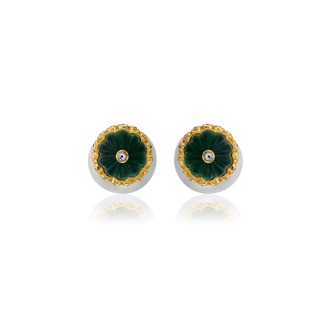 Seher CZ Pearl & Hydro Emerald Earrings - Isharya | Modern Indian Jewelry