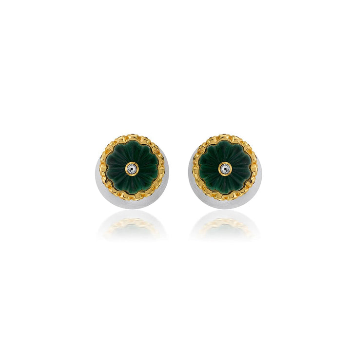 Seher CZ Pearl & Hydro Emerald Earrings - Isharya | Modern Indian Jewelry