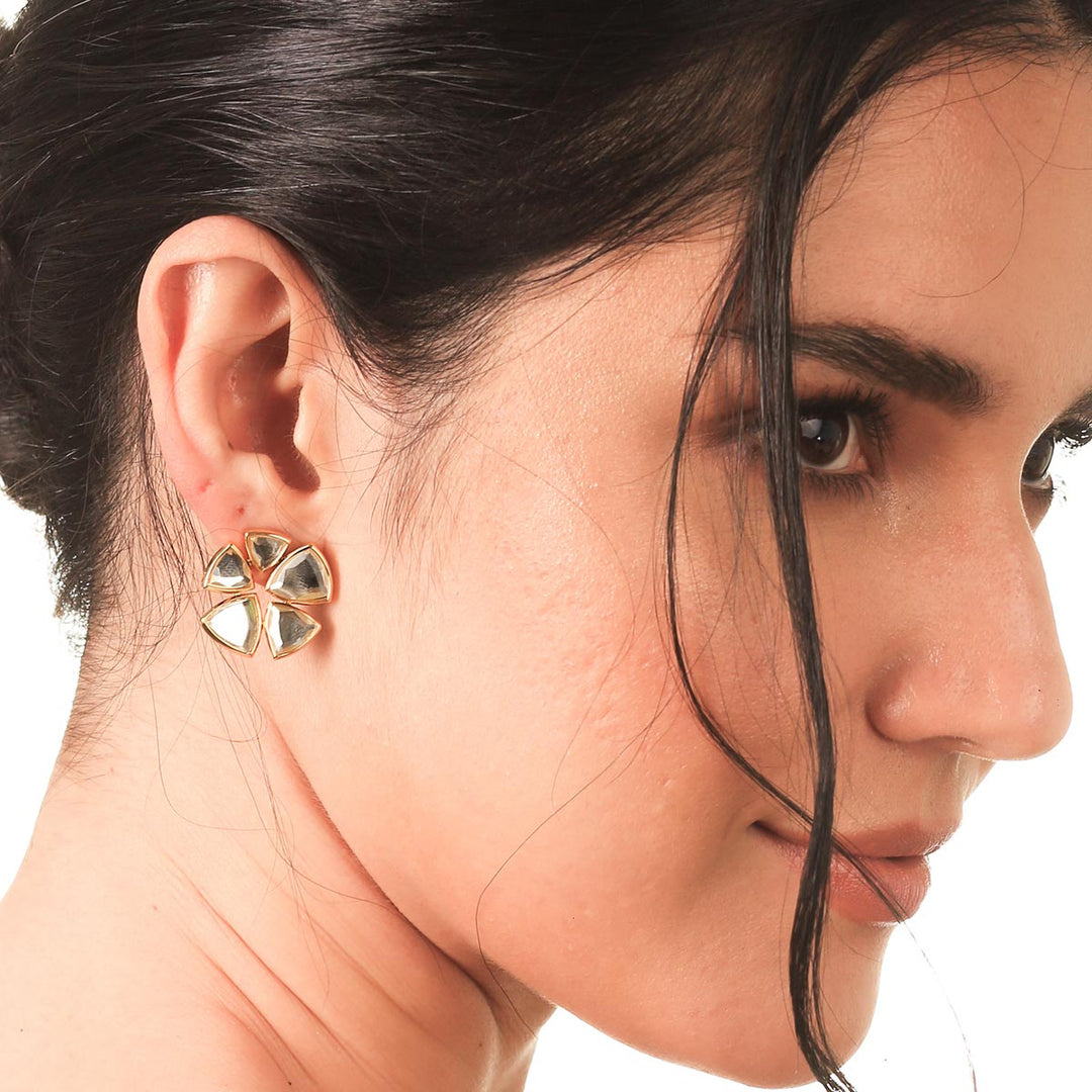 Inayat Statement Mirror Studs - Isharya | Modern Indian Jewelry