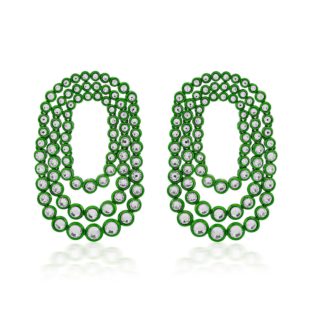Parakeet Green Tri Layered Earrings - Isharya | Modern Indian Jewelry