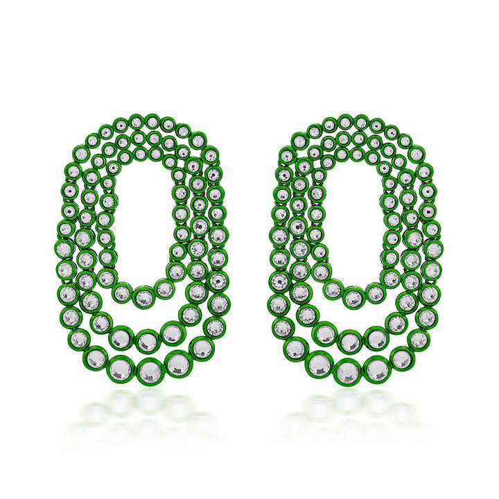 Parakeet Green Tri Layered Earrings - Isharya | Modern Indian Jewelry