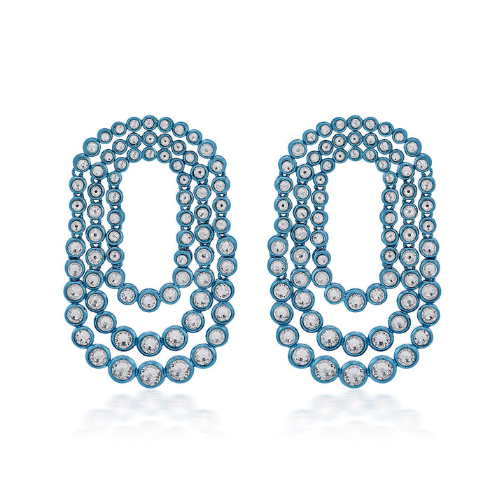 Aqua Blue Tri Layered Earrings - Isharya | Modern Indian Jewelry