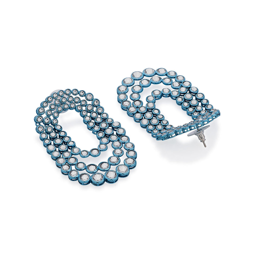 Aqua Blue Tri Layered Earrings - Isharya | Modern Indian Jewelry