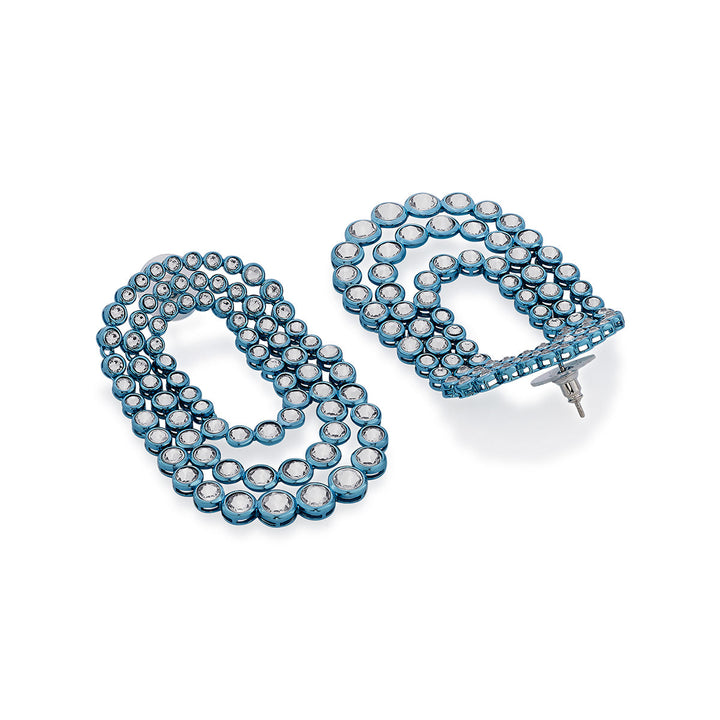 Aqua Blue Tri Layered Earrings - Isharya | Modern Indian Jewelry