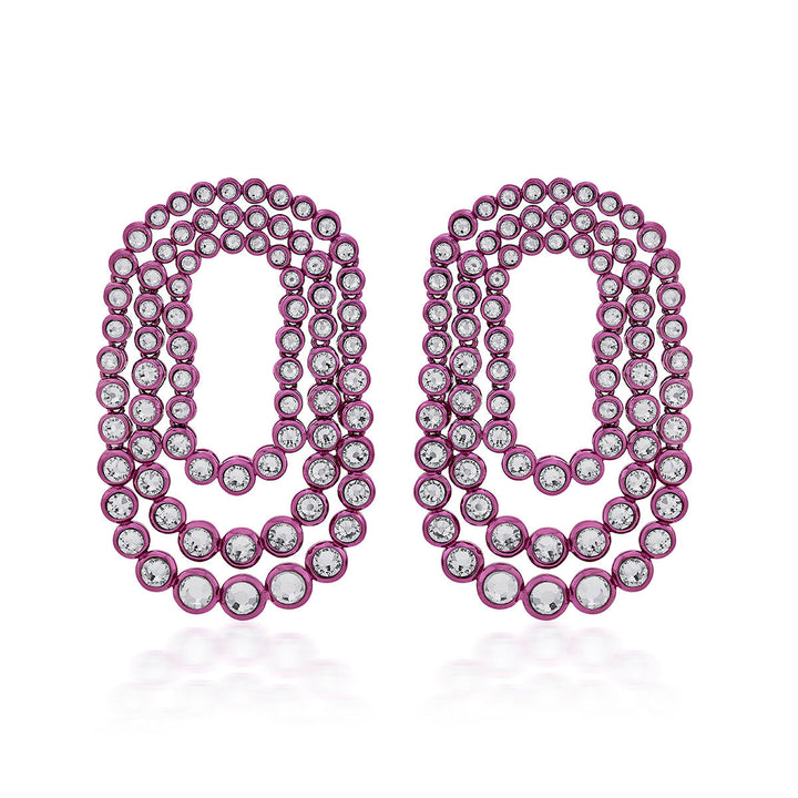 Rani Pink Tri Layered Earrings - Isharya | Modern Indian Jewelry