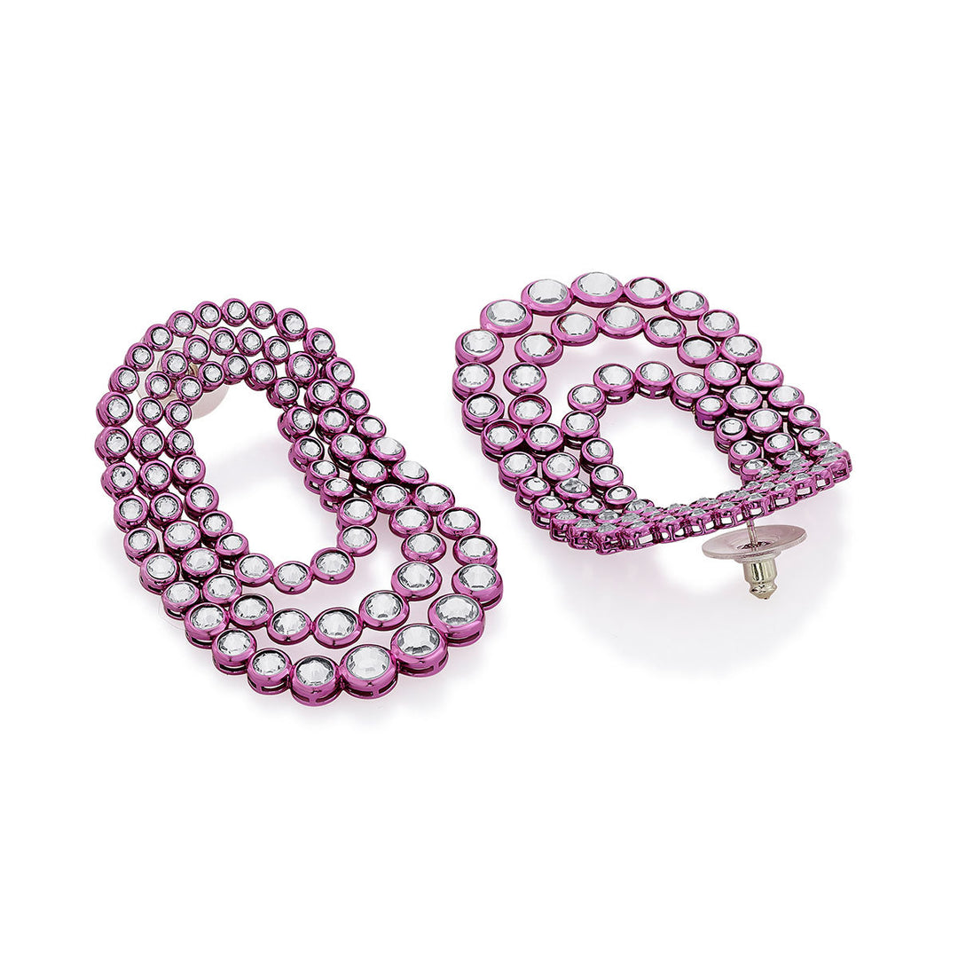 Rani Pink Tri Layered Earrings - Isharya | Modern Indian Jewelry