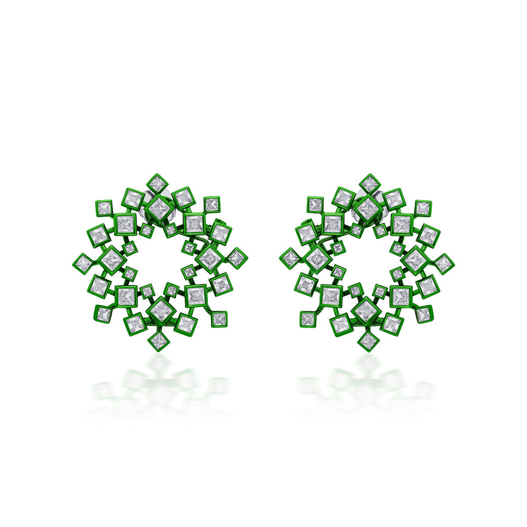 Parakeet Green Halo Earrings - Isharya | Modern Indian Jewelry